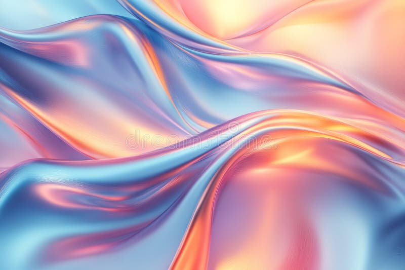 Smooth elegant pastel colored silk fabric flowing and waving with curves, creating a delicate and luxurious texture stock illustration