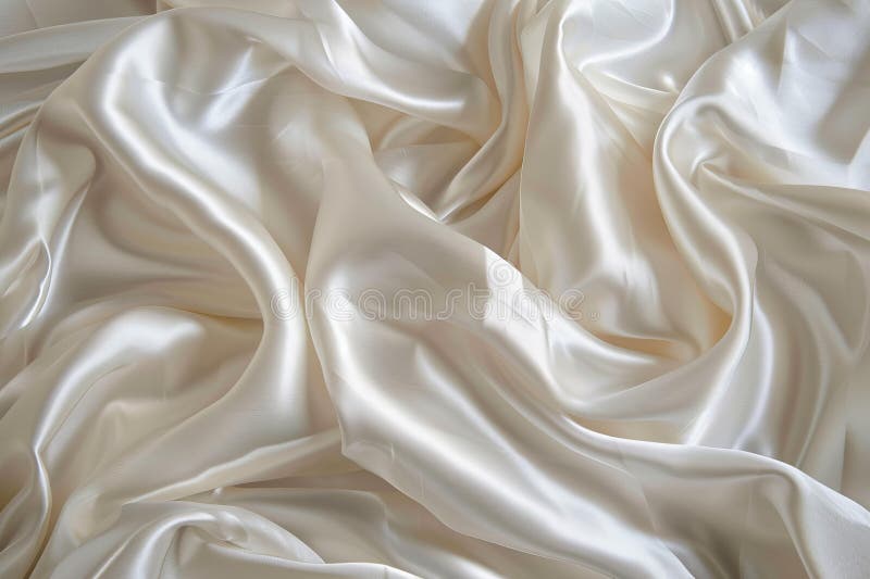 Smooth elegant white silk or satin fabric texture background with waves and delicate light stock illustration