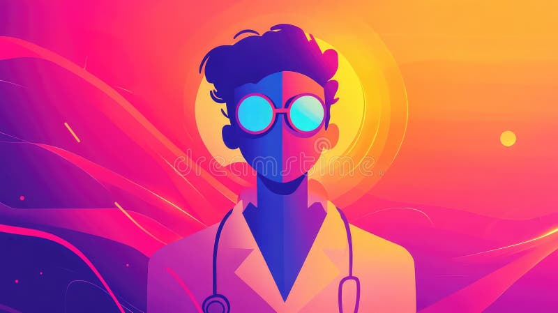 Smooth exploded view of doctor avatar with a smooth gradient royalty free illustration