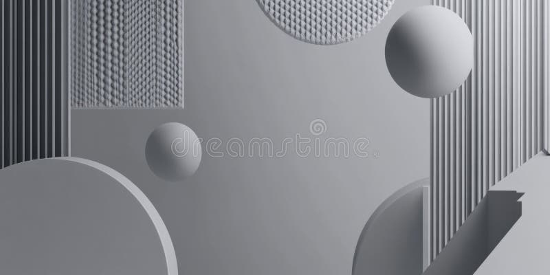 A smooth grey background with a series of small, abstract shapes forming a honeycomb pattern. The royalty free stock image