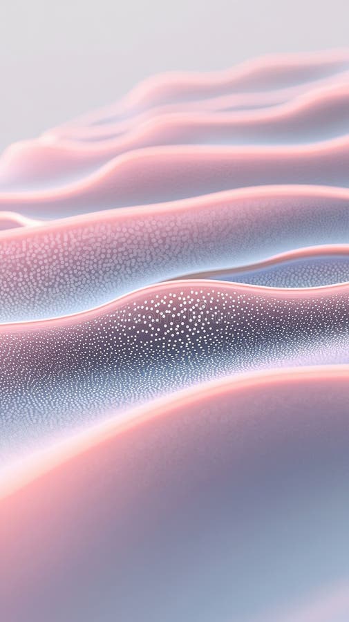 Smooth pastel waves pattern. Soft pink flowing surface with distributed dots. Network imitation. Connection structure generated by stock photo