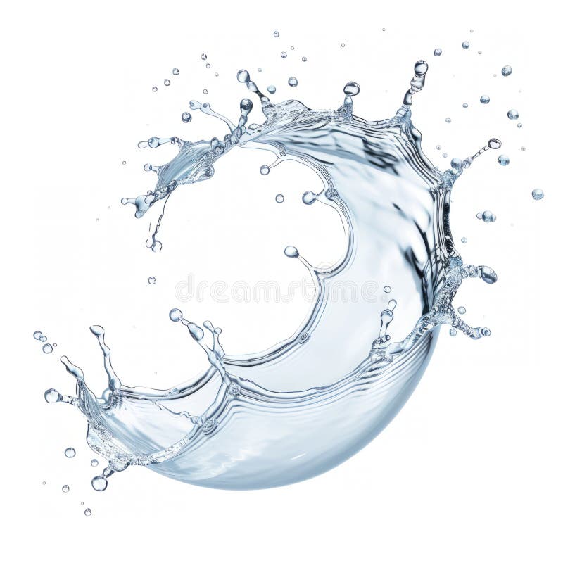 Smooth water arch splash, isolated on white stock photos