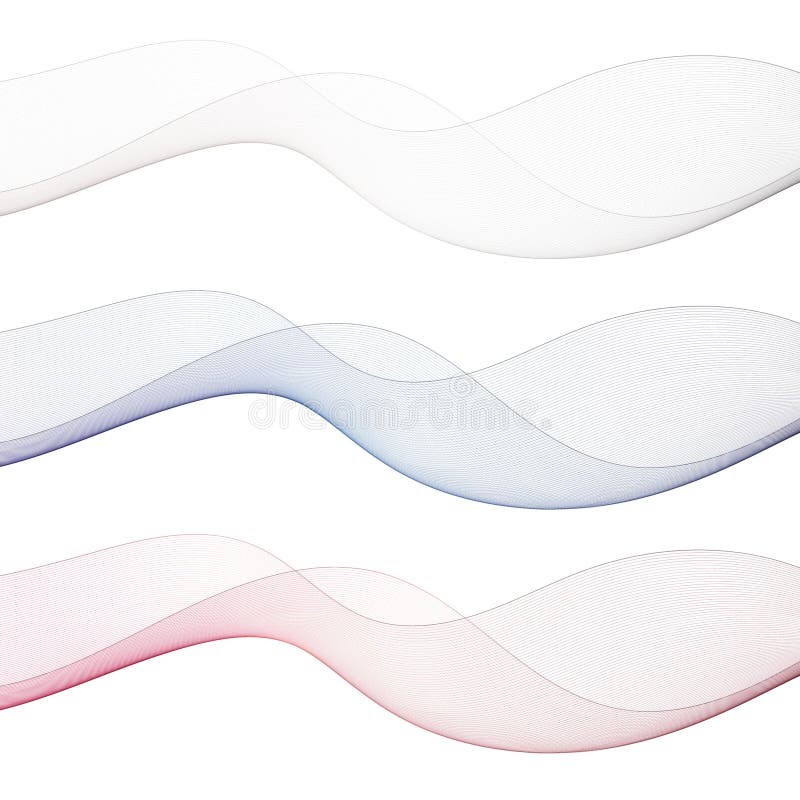 Smooth wave flow. Color wave. Set of abstract design elements. Eps 10 royalty free illustration
