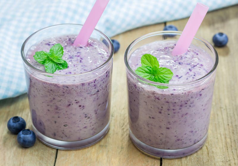 Smoothie with Blueberry, Banana and Yogurt Stock Image Image of glass