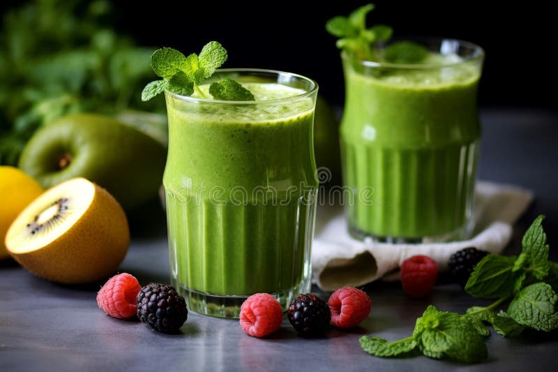 Smoothie de fruta verde fresco. generar ai imagen de archivo libre de regalías