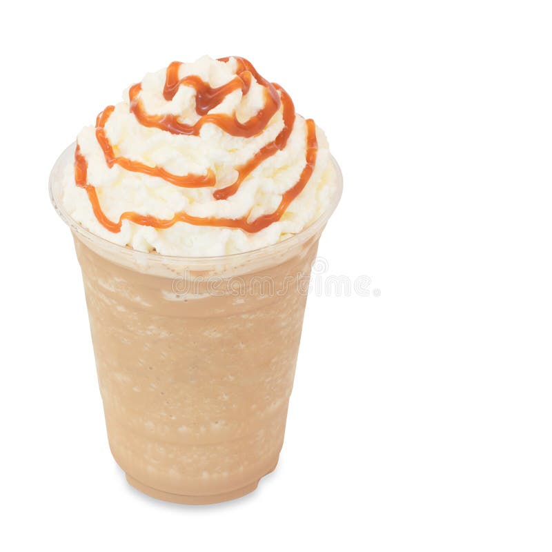 Smoothie iced coffee in takeaway glass isolated on white