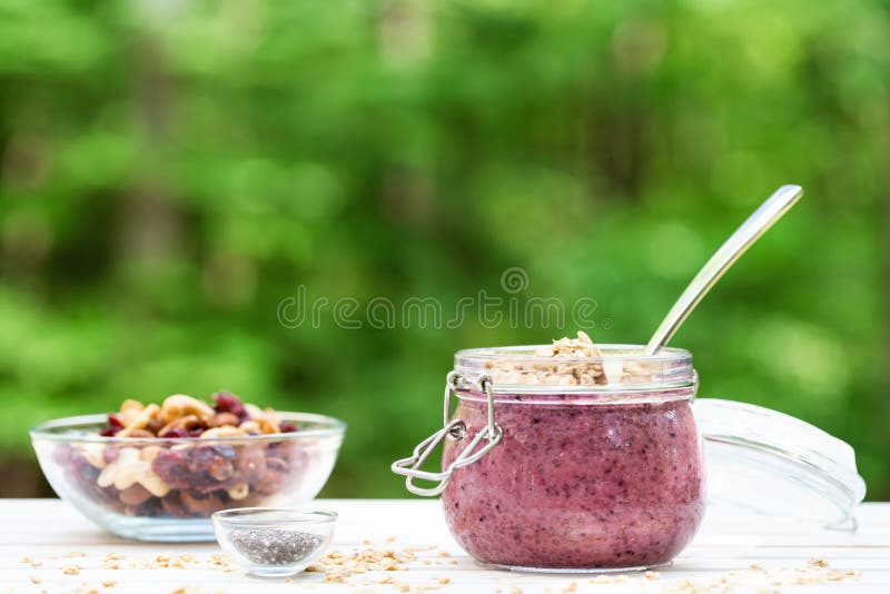 Smoothie Topped with Granola in a Mason Jar Stock Image Image of