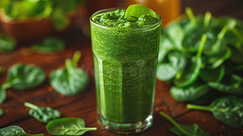 Smoothie vert rafraîchissant aux épinards illustration stock