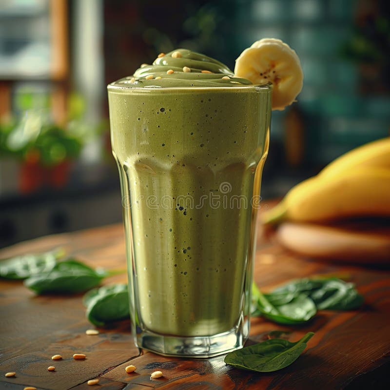 Smoothie vert rafraîchissant à la banane illustration de vecteur