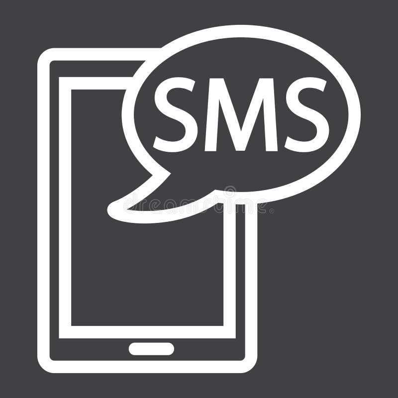 SMS Line Icon, Contact Us and site Stock Vector Illustration of