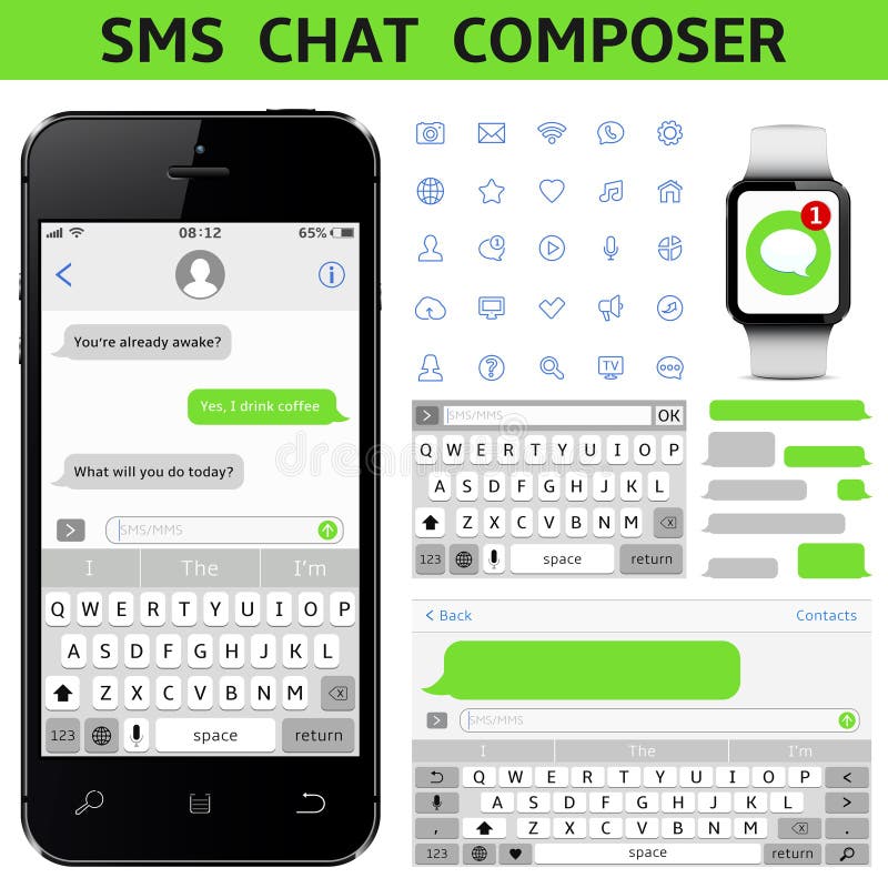 SMS-praatjecomponist vector illustratie. Illustratie ...