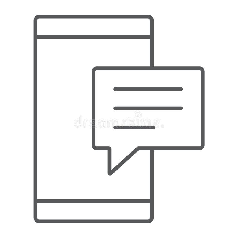 Sms thin line icon, smartphone and message stock illustration