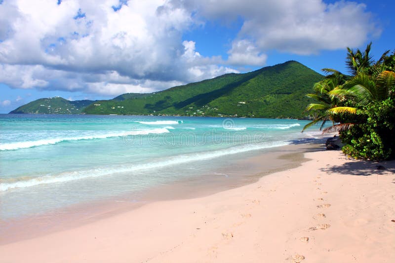 Smugglers Cove Beach on Tortola of the British Virgin Islands. Serene beach atmosphere stock images, royalty-free photos and pictures