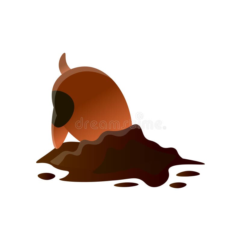 Brown cartoon dirty dog digging hole isolated on white background. Puppy making mess. Animal emotion doggy cartoon. Normal everyday pet activities concept. Idea for phone massage stickers. Brown cartoon dirty dog digging hole isolated on white background. Puppy making mess. Animal emotion doggy cartoon. Normal everyday pet activities concept. Idea for phone massage stickers