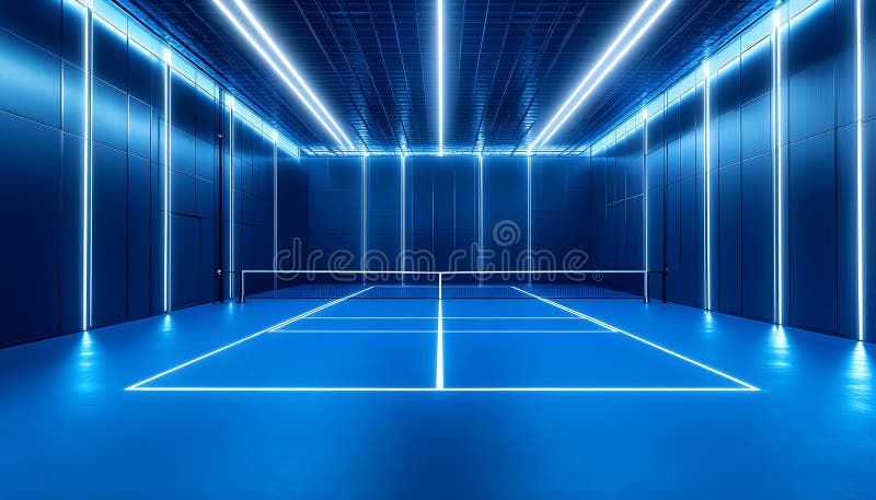 Smyk badminton w stylu skifi z paskami światła dopasowanymi do metalowych uchwytów. Smyk badminton w stylu smyfi z paskami światła, dopasowanymi do generowanych metalowych uchwytów ai