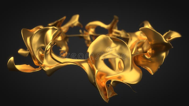 Smält guldfärgstänk illustration 3d stock illustrationer Smält guldfärgstänk illustration 3d stock illustrationer