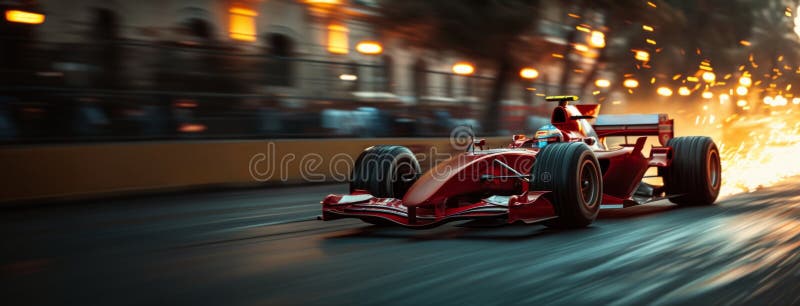 Fast riding racing car during competition round. Blurred background. Formula 1 racing. Concept of professional sport, competition, tournament AI generated. Fast riding racing car during competition round. Blurred background. Formula 1 racing. Concept of professional sport, competition, tournament AI generated