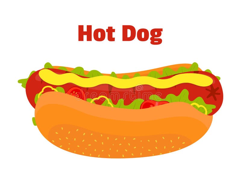 Snabbmat - varmkorv, korv, bulle, senap, ketchup, grönsaker vektor royaltyfri illustrationer Snabbmat - varmkorv, korv, bulle, senap, ketchup, grönsaker vektor royaltyfri illustrationer