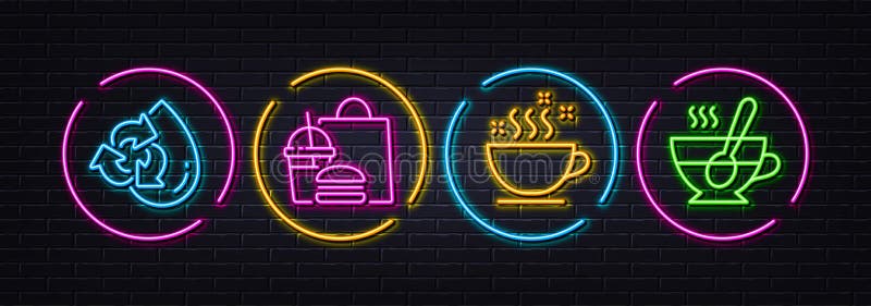 Snabbmatskabb och minimala linjeikoner för återanvändning av vatten. för utskrift av webbprogram. 3d-lampor för neonlasrar. vektor vektor illustrationer