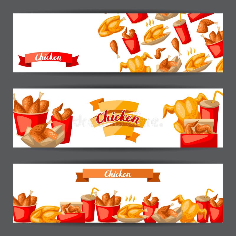 Snabbmatstekt kycklingkött stock illustrationer Snabbmatstekt kycklingkött stock illustrationer