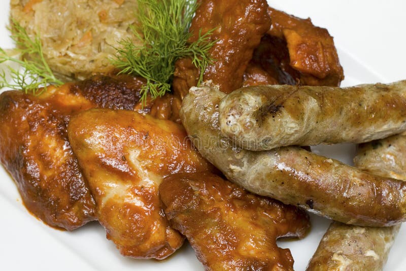 Snack Chicken Wings, Sausages, Pork Ribs Stock Photo Image of beef