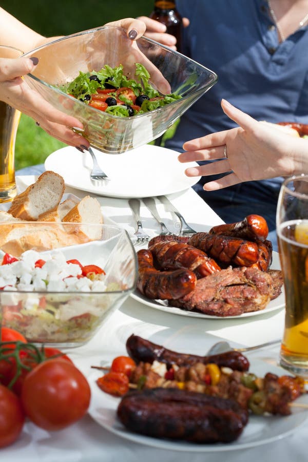 Snacks on a garden party stock image. Image of grill 44242847
