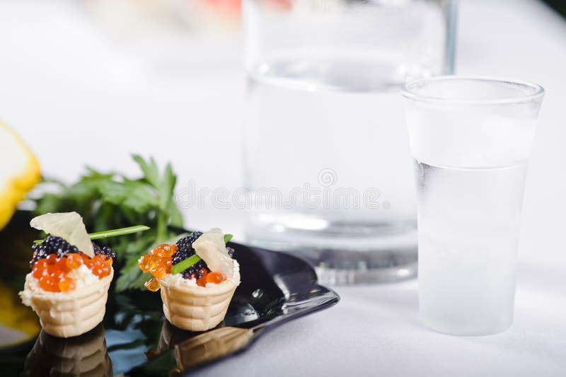 Snacks with salmon roe