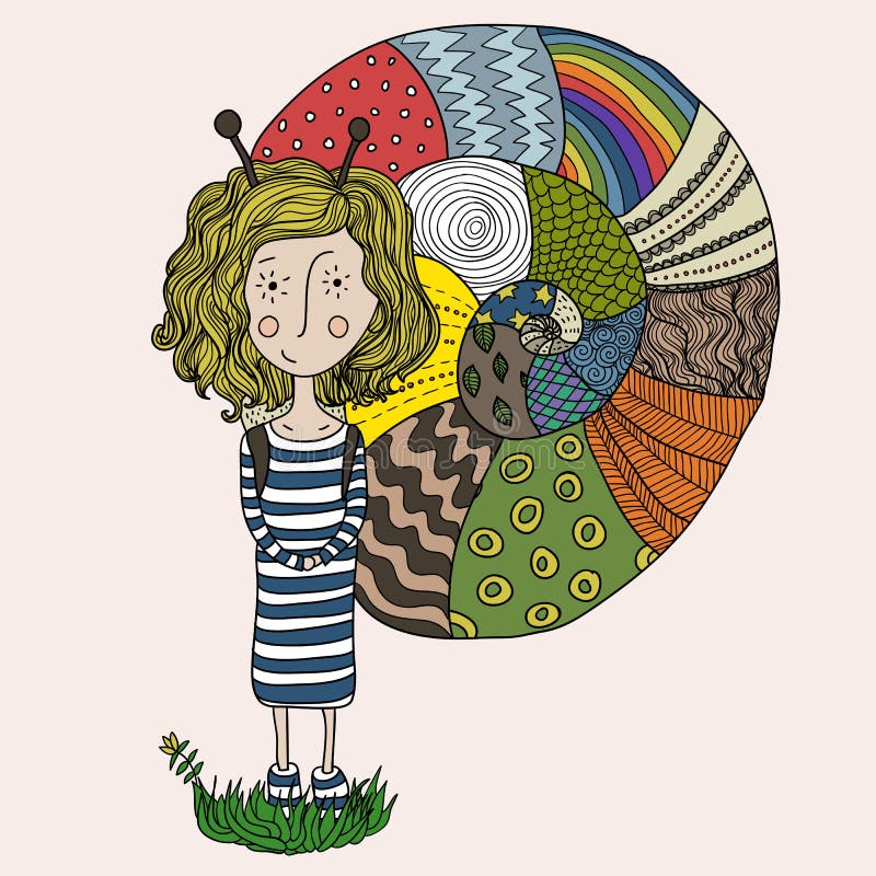 Snail girl stock illustration Snail girl stock illustration