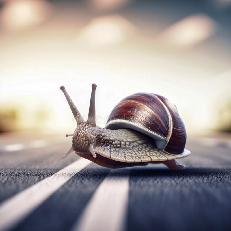Snail racer on the race track at a higher speed, generative AI vector illustration