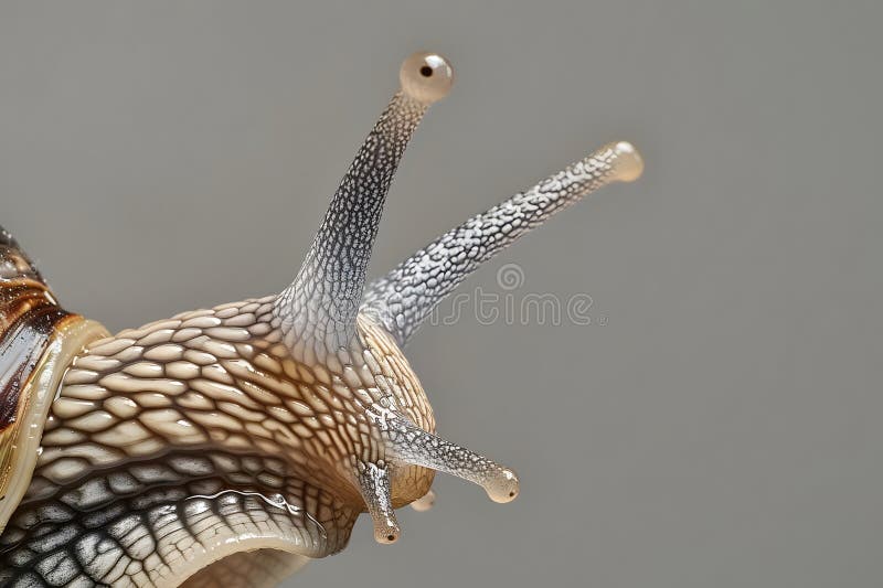 Snail\'s Eye View, Exploring the Intricate Anatomy and Amazing Sensory Capabilities of a Terrestrial Gastropod, Reve stock illustration