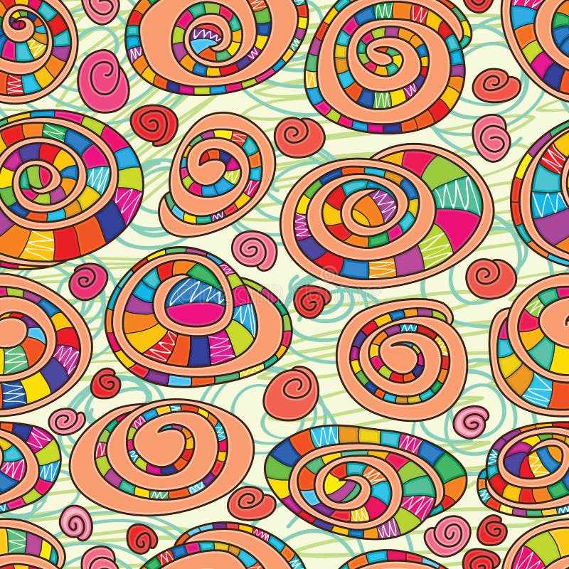 Snail shell abstarct seamless pattern stock illustration