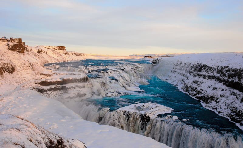 Snak schot van Gullfoss-waterval in IJsland royalty-vrije stock foto Snak schot van Gullfoss-waterval in IJsland royalty-vrije stock foto