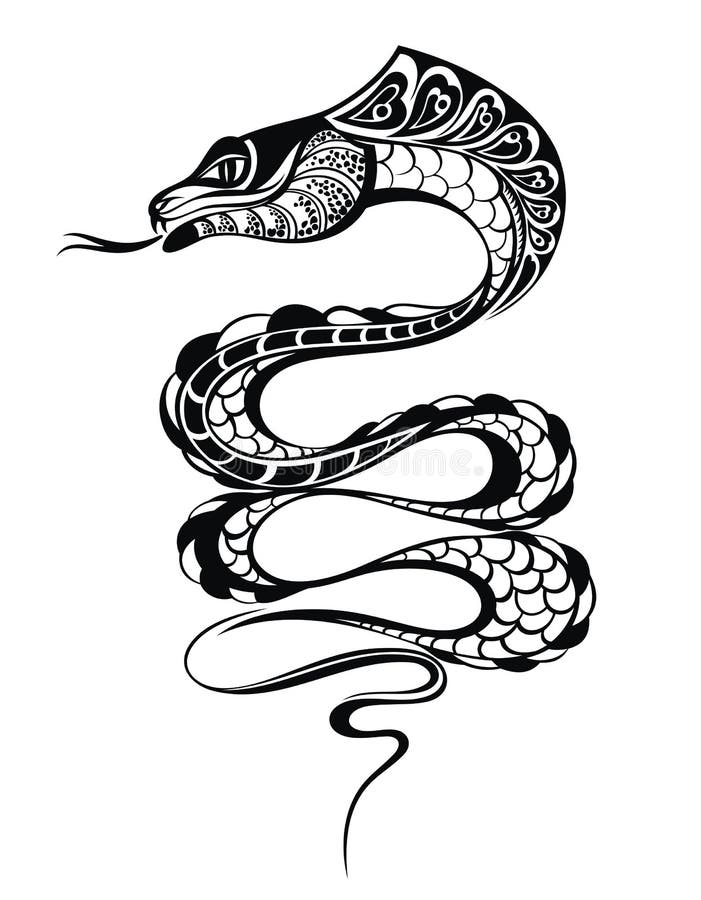Snake 2013. Tattoo design. royalty free illustration