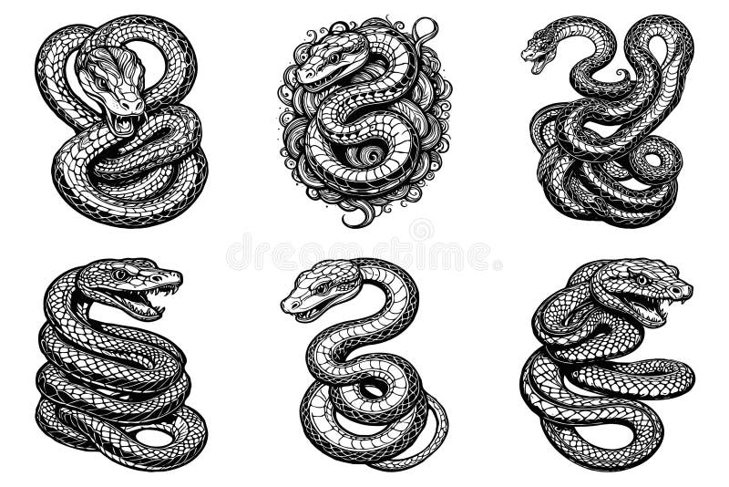 Snake Black and White Illustration Stock Illustration Illustration