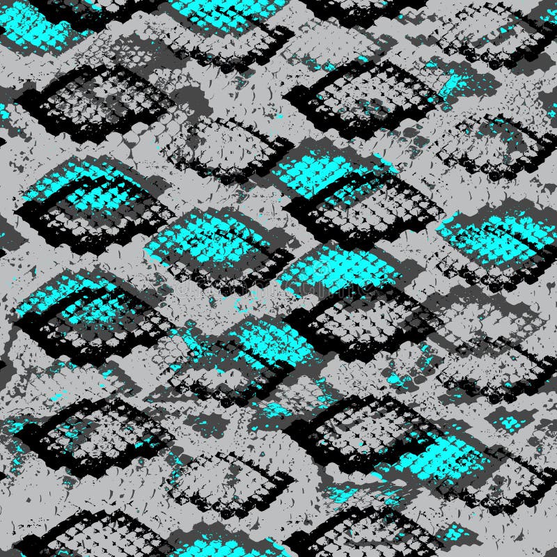 Snake skin scales texture. Seamless pattern black blue on Gray background. simple ornament, fashion print and trend of the season