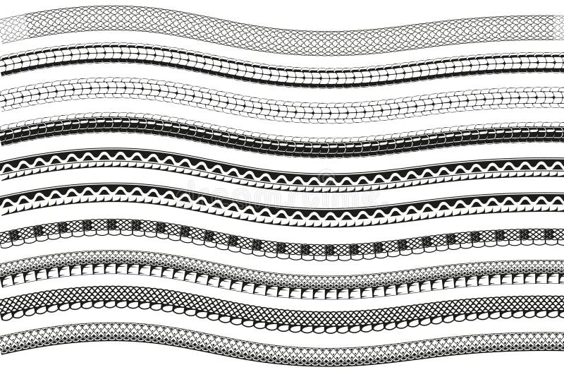 Snake Skin Texture Set,symbol of the Year 2025. Black Linear Style