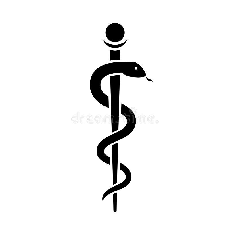 Snake with stick ancient medical symbol