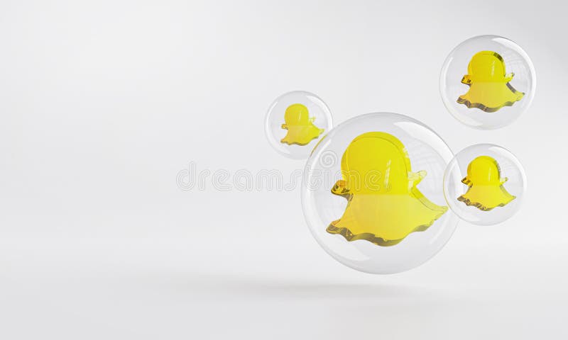 Snapchat Acrylic Icon Inside Bubble Glass Copy Space 3D.