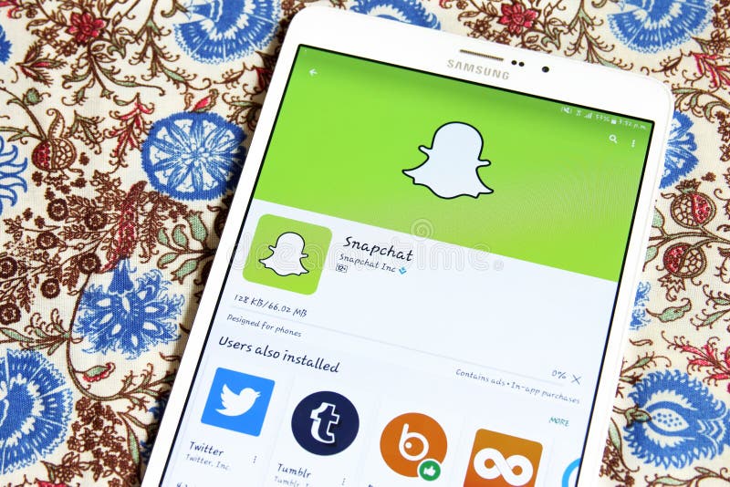 Snapchat App on Google Play Editorial Stock Photo  Image of samsung