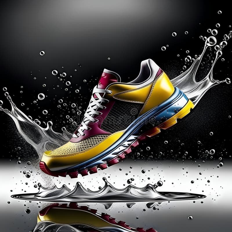 sport sneaker on a background of water splash. sport sneaker on a background of water splash