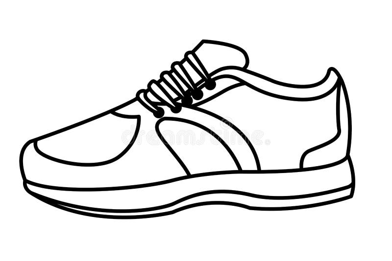 Sneaker with Shoelance Icon Cartoon Black and White Stock Vector ...