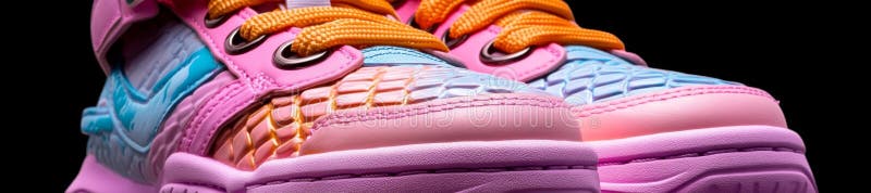 Sneakers de designer colorat cu model de imprimare de șarpe în nuanțe de neon strălucitor vector illustration