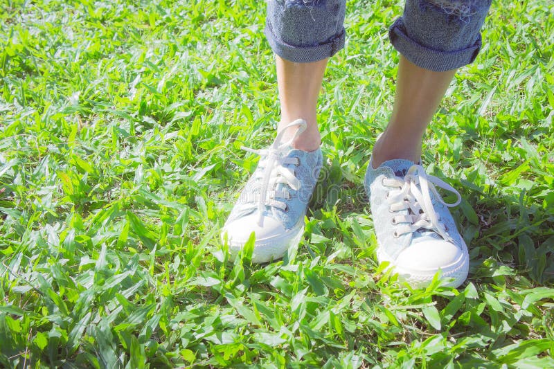The Sneakers in the Park, People Often Worn in Comfort. Stock Image ...