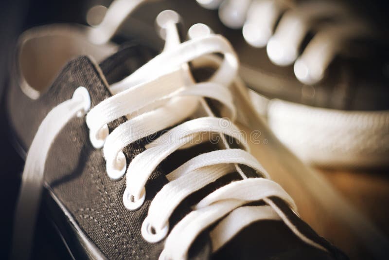 Sneakers with Untied White Laces Stock Photo Image of hiking