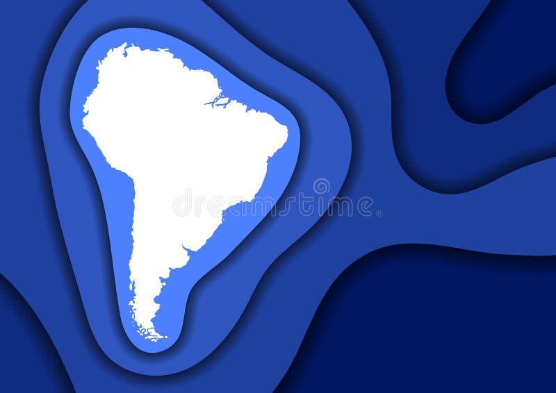 Sneed het de kaart abstracte schema van Zuid-Amerika van blauw lagendocument 3D golven en schaduwen over andere Lay-out voor bann stock illustratie Sneed het de kaart abstracte schema van Zuid-Amerika van blauw lagendocument 3D golven en schaduwen over andere Lay-out voor bann stock illustratie