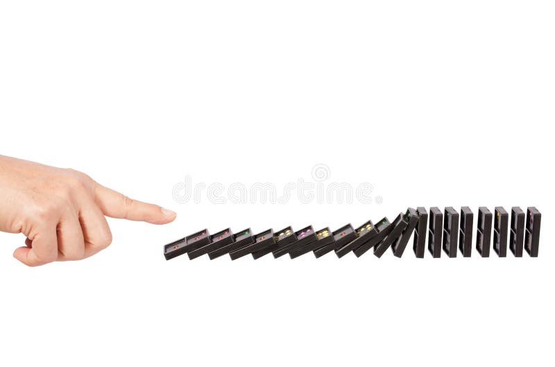 Domino effect isolated on white. Domino effect isolated on white