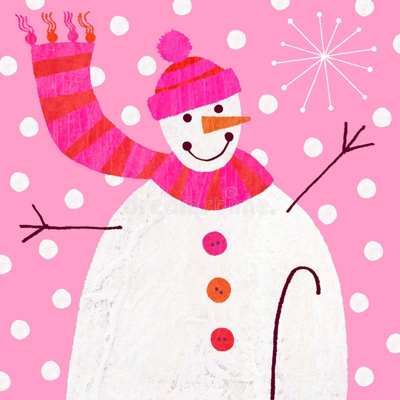 Contemporary christmas illustration of a snowman. Contemporary christmas illustration of a snowman