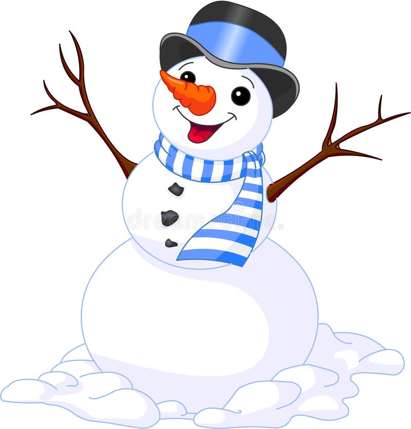 Christmas illustration of funny cute snowman. Christmas illustration of funny cute snowman