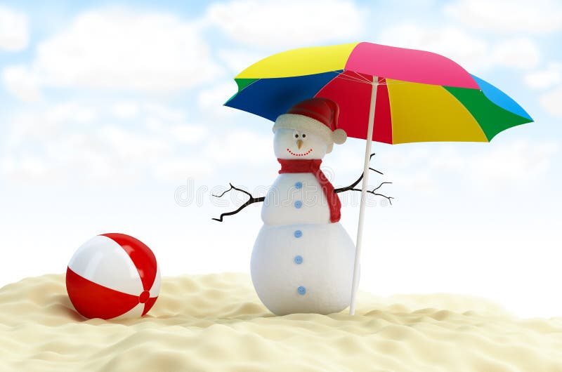 Sneeuwman op een strand vector illustratie Sneeuwman op een strand vector illustratie