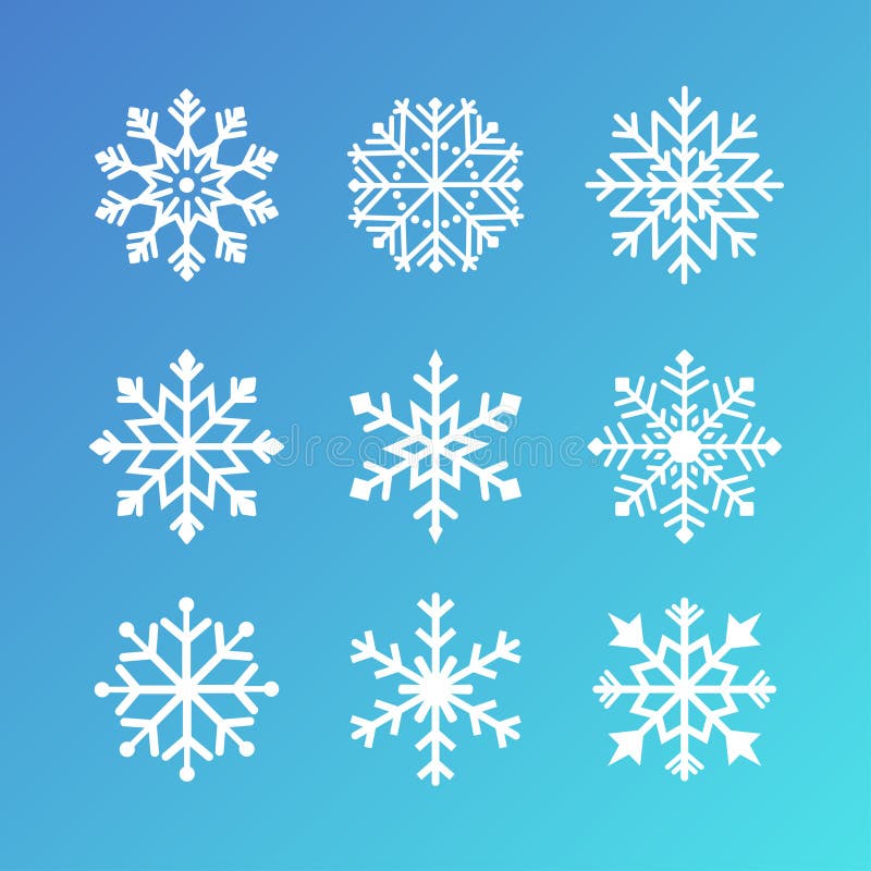 Snowflakes vector set. Snowflake flat icons collection for Christmas decorations and ornaments. Snowflake simple illustrations. Snowflakes vector set. Snowflake flat icons collection for Christmas decorations and ornaments. Snowflake simple illustrations